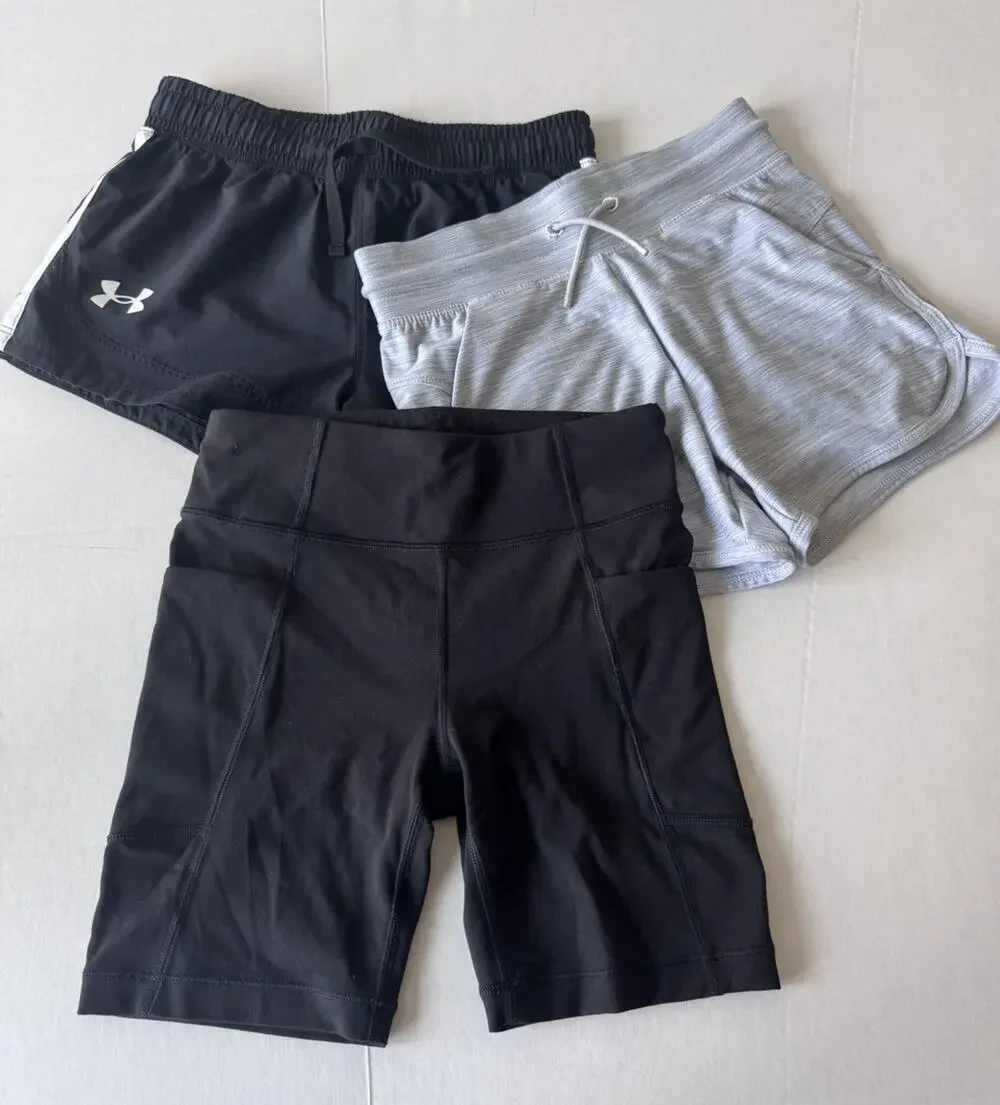 Athleta Girl Under Armour All in Motion Shorts Bundle Size 8 M Bike Shorts